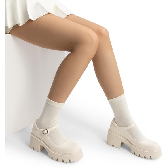 Women's Mary Jane Platform Low Heel Chunky Pumps Round Toe Ankle Strap Shoes - Picture 7 of 7